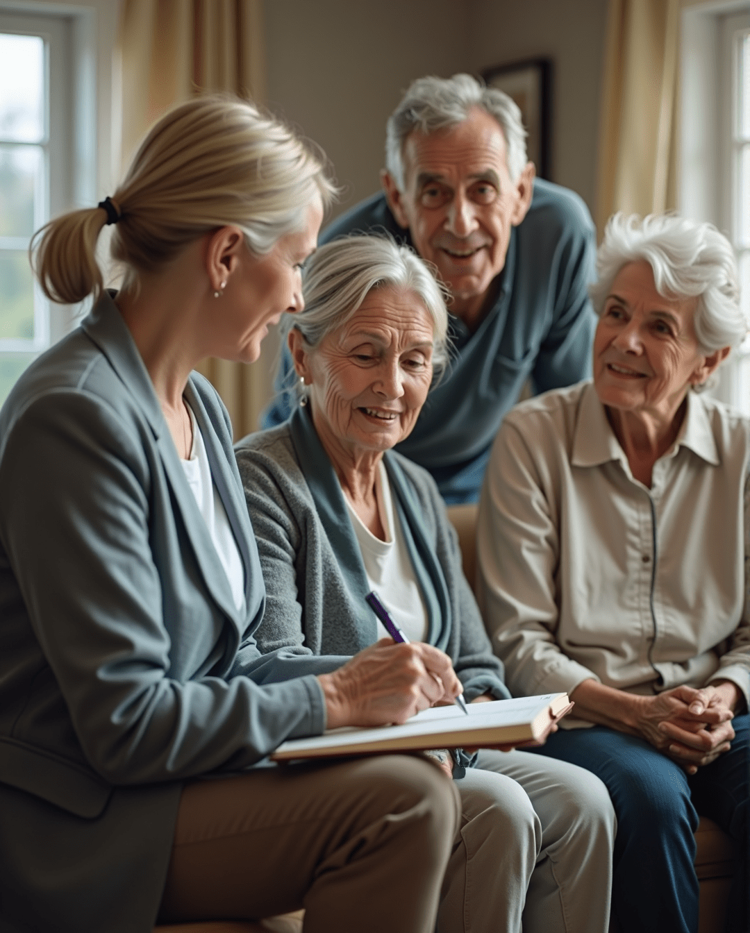 Female nurse taking care of elderly person